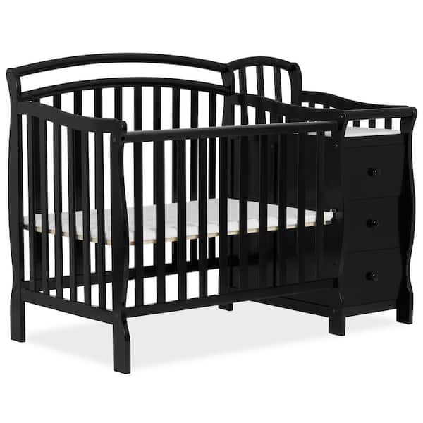 Dream On Me Casco 4-in-1 Black Mini Crib and Changing Table 630-K