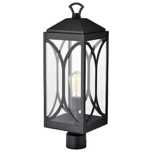 Oaklyn 1-Light Matte Black Aluminum Hardwired Outdoor Weather Resistant Post Light with No Bulbs Included