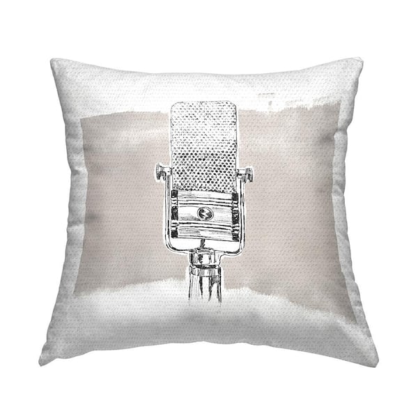 Stupell Industries Vintage Microphone Music Mic Grey Square Outdoor Throw Pillow