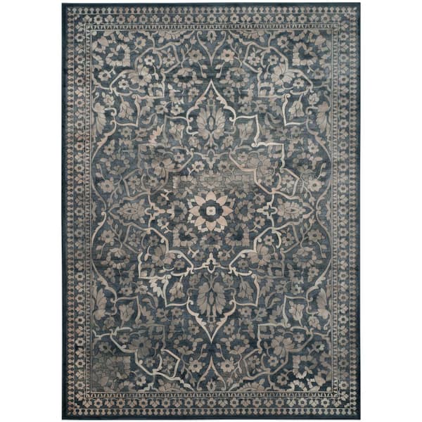 SAFAVIEH Vintage Blue/Light Gray 8 ft. x 11 ft. Border Area Rug