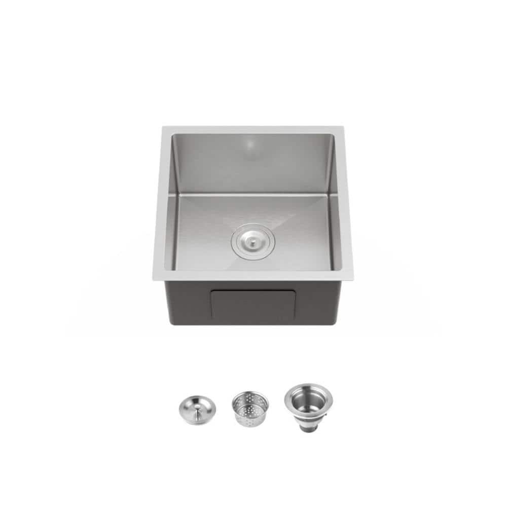 18 in. Undermount Single Bowl 20 Gauge Silver Stainless Steel Kitchen Sink with Drain price history on PriceWatchPro