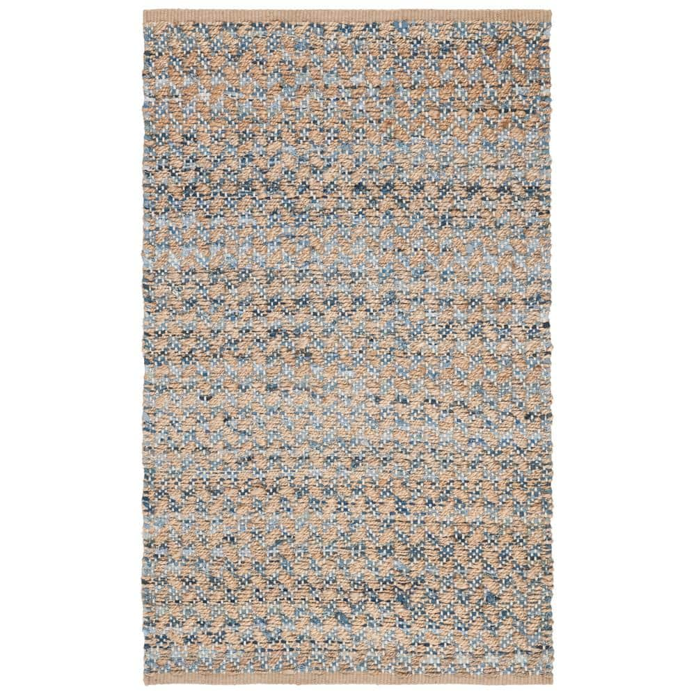 SAFAVIEH Cape Cod Blue/Natural Doormat 3 ft. x 5 ft. Distressed ...