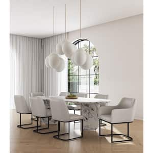 Serena Light Grey Modern Faux Leather Upholstered Dining Chairs with Steel Legs (Set of 8)