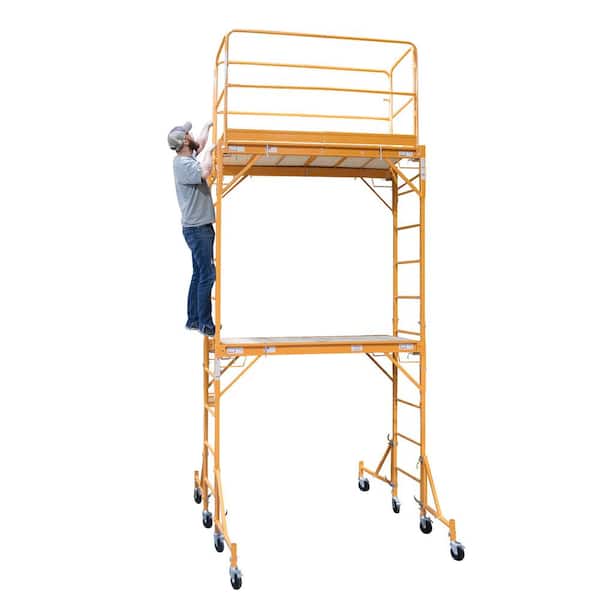 12 Ft Scaffold 2 Story Rolling 1000 lb Capacity Painting Drywall Scaffolding HD 
