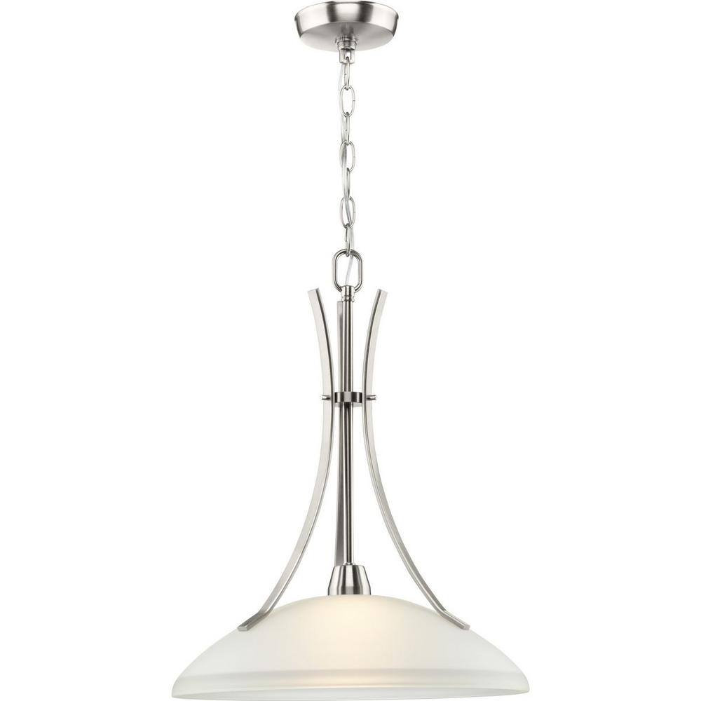 Wisten Brushed Nickel Pendant with Etched Glass Shade