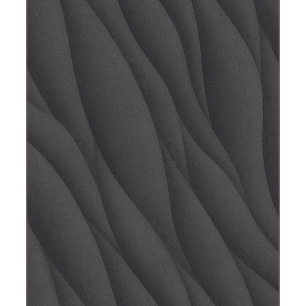 Anthracite 3D Ocean Waves Print Non-Woven Paper Paste the Wall Textured Wallpaper 57 sq. ft.