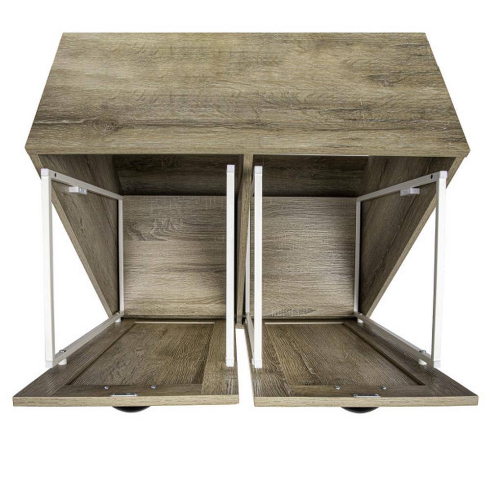 Oak Finish Tilt-Out Laundry Sorter Cabinet