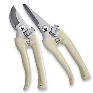 4.4 in. Garden Pruning Shears Set, Bypass Branch Pruner Straight Blade Scissors for Garden (2-Pack)