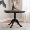 Rockhill black round pedestal dining table in a room setting