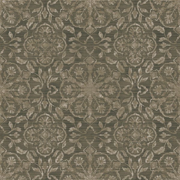 Unbranded Elegance Collection Dark Brown Floral Stripe Shimmer Finish Non-Pasted Non-Woven Wallpaper Roll