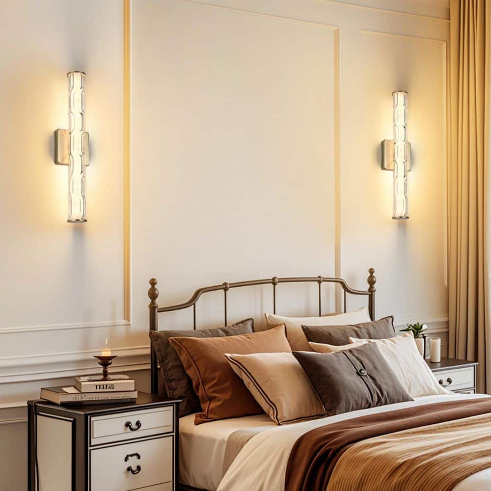 1-Light Gold LED Wall Sconce Set of 2 with Textured Glass Shade, Modern Bathroom Vanity Wall Mount Light Fixture price history on PriceWatchPro
