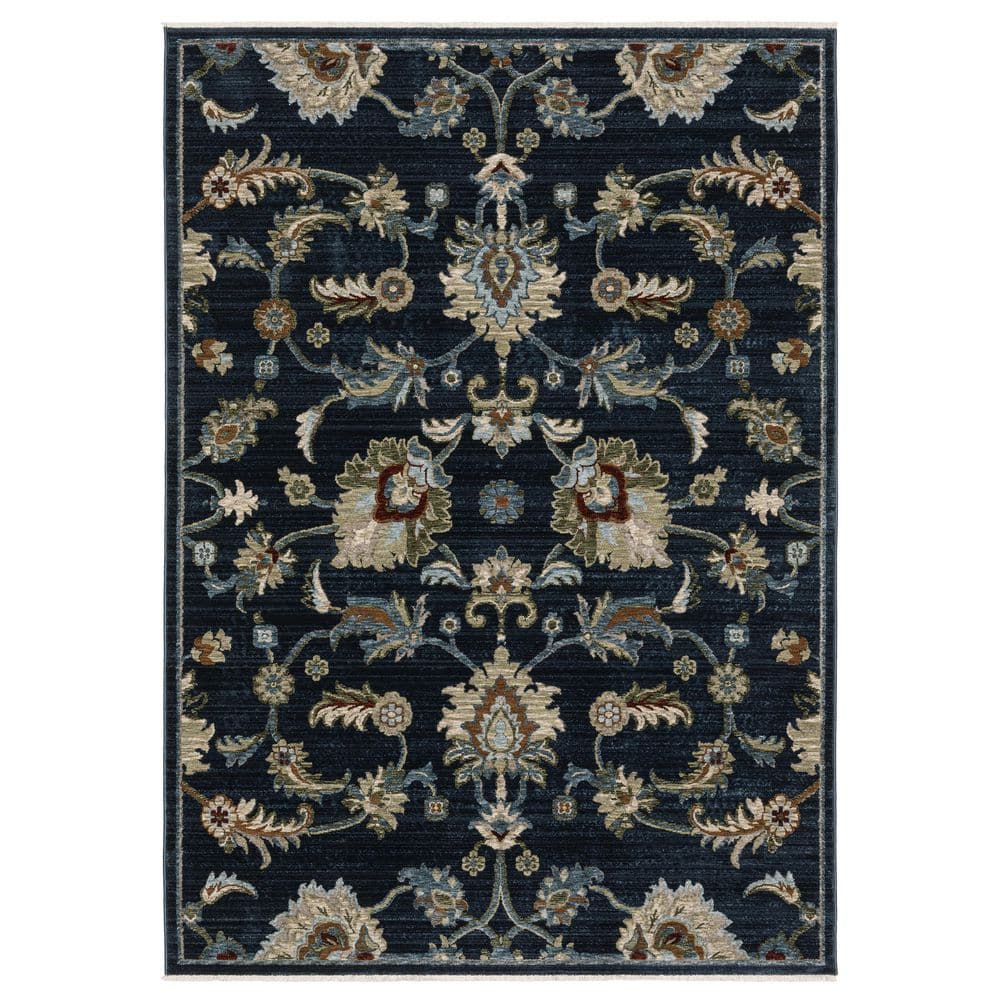 AVERLEY HOME Cage Blue/Multi-Colored 7 ft. x 10 ft. Oriental Floral ...