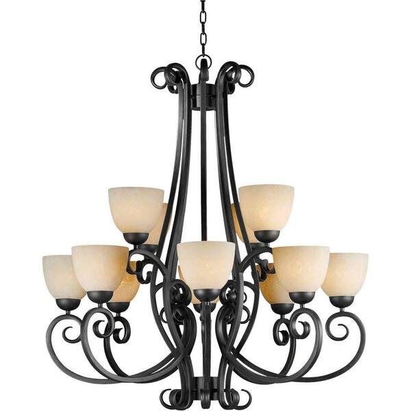 Forte Lighting 12-Light Bordeaux Chandelier with Tapioca Glass