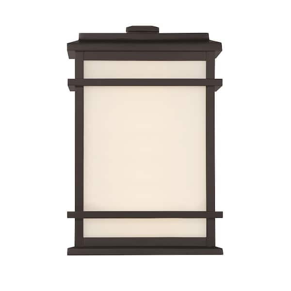 GLUCKSTEINELEMENTS Balmoral 1-Light Black Metal Integrated LED Outdoor Wall Sconce with White Panel Glass Shade