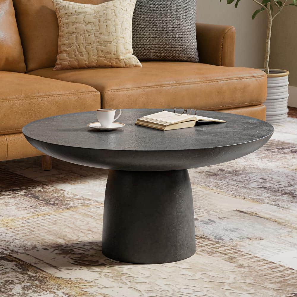 Alexa 30" Round Black Nickel Cast Aluminum Coffee Table
