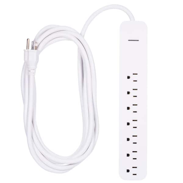 GE Pro Series 1,080-Joules 7-Outlet Surge Protector with 12 ft. Cord, White