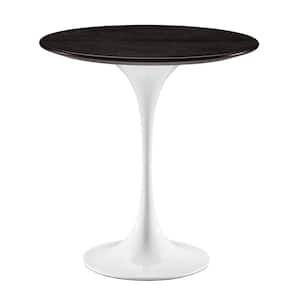 Lippa 20" MDF Tabletop Round Side Table in White Walnut
