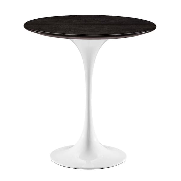MODWAY Lippa 20" MDF Tabletop Round Side Table in White Walnut