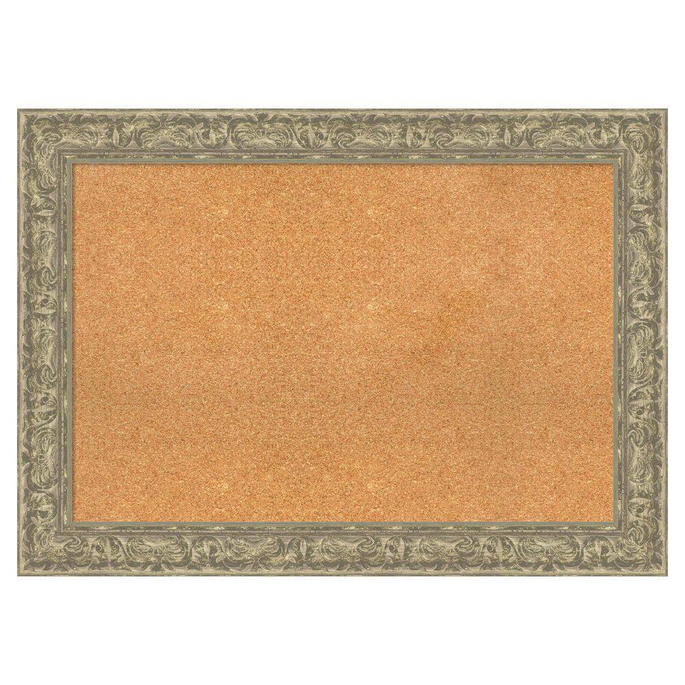 Luxe Antique Silver 43 in. x 31 in., Poly Framed Natural Cork Memo Board price history on PriceWatchPro