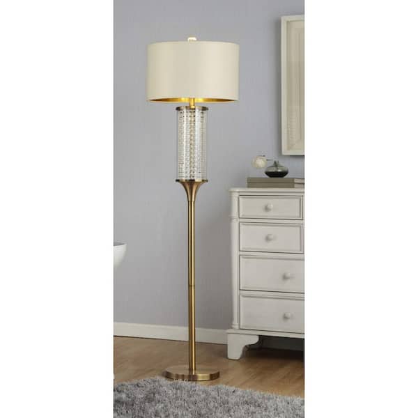 62.25 in. Multi-color Modern 1-Light Smart 1-Way (On/Off) Standard Floor Lamp for Living Room with Linen Drum Shade