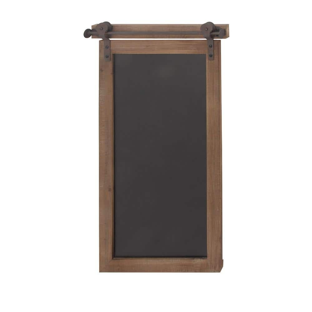 Brown Wood and Metal Chalkboard Sign with Barn Door Top