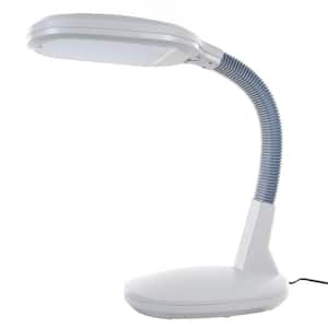 26 in. White Plastic LED Sunlight Gooseneck Desk Lamp with Dimmer Switch