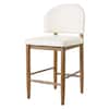 Single upholstered wood bar stool view from the side.