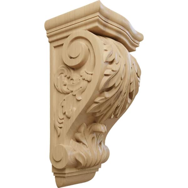 Ekena Millwork 8 in. x 6-1/2 in. x 15 in. Unfinished Cherry Large Farmingdale Acanthus Corbel