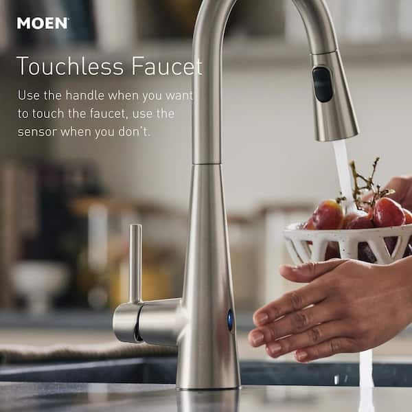 MOEN Inara Gold 16.67 in. H Touchless Pull Down Kitchen Sprayer