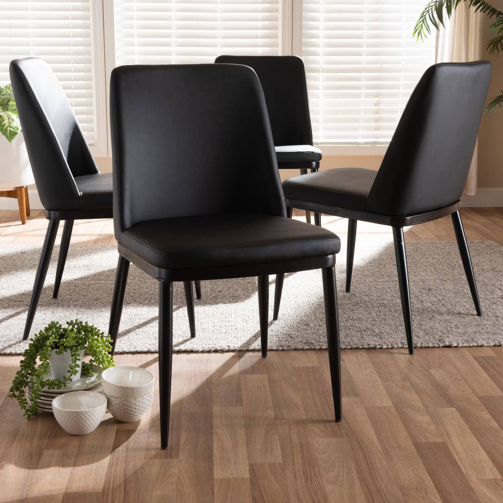 Darcell Black Faux Leather Upholstered Dining Chair Set