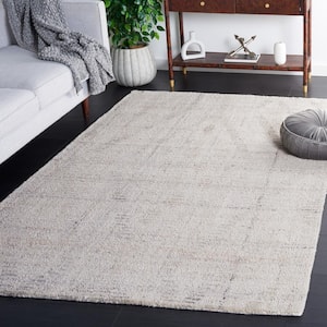 Abstract Ivory/Gray Doormat 3 ft. x 5 ft. Distressed Diamond Area Rug