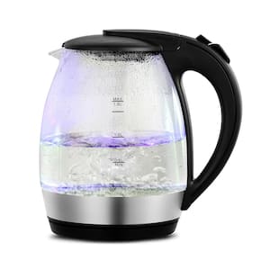 7-Cup Black Glass Electric Kettle Corded Electric Kettle