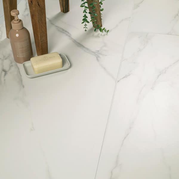 Voyager Blanco 24 in. x 48 in. Matte Porcelain Marble Look Floor and Wall Tile (15.28 sq. ft./Case)