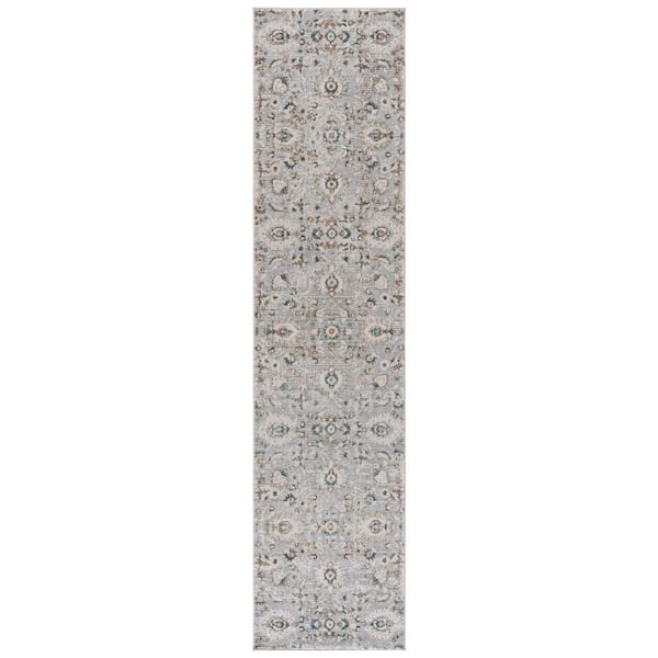 Maven 2 ft. x 9 ft. Gray/Blue Ivory Ornate Runner Rug