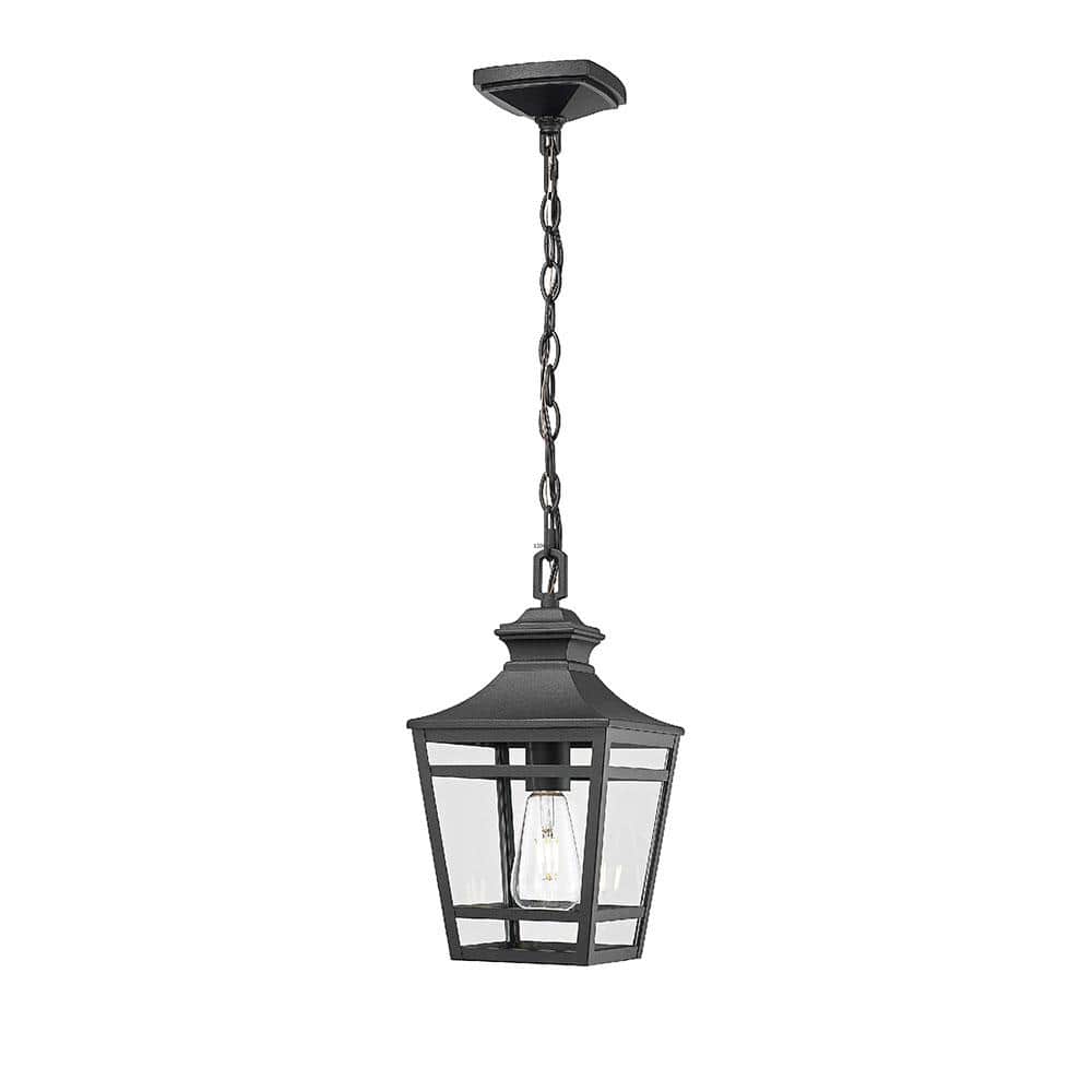 1-Light Black Aluminum Outdoor Weather Resistant Post Light with No Bulb In