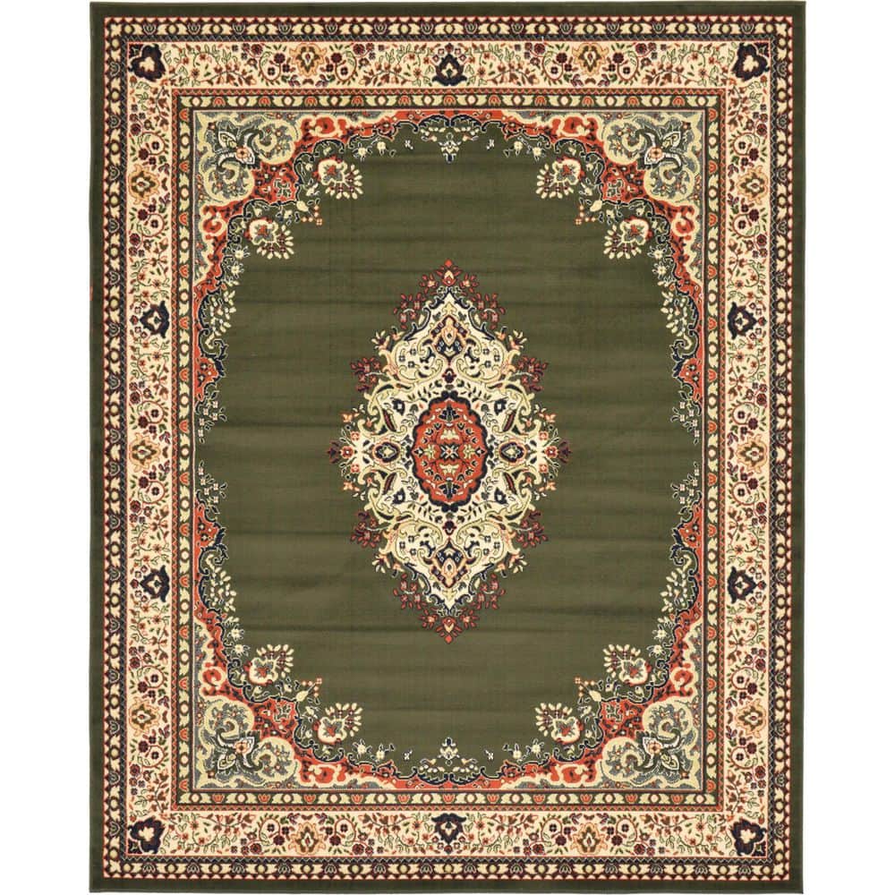 Amaya Green Medallion 8' x 10' Synthetic Easy-Care Area Rug
