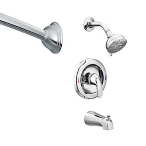 Adler Single-Handle 4-Spray Tub and Shower Faucet with Shower Rod in Chrome (Valve Included)