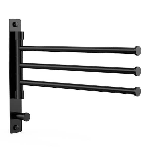 Black Towel Rack Wall Mounted Rotating Towel Rack, SUS304 Stainless Steel Towel Bar, 1.0 GPM Space Saving Towel Rack