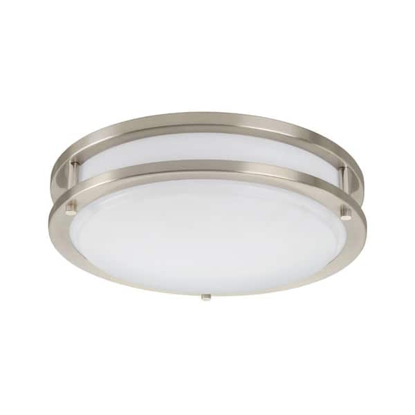 Commercial Electric Orbit 15 in. Brushed Nickel Round LED Flush Mount Ceiling Light Night Light 1600 Lumens 22W Adjustable CCT Dimmable