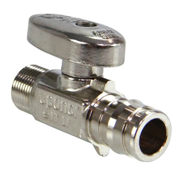 Uponor ProPEX 1/2 in. PEX-A Expansion Barb x 3/8 in. OD Compression Lead-Free Brass Quarter-Turn Straight Stop Valve