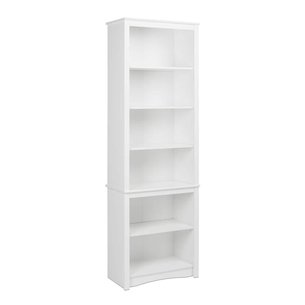 Elegant Modern 80" Tall White Bookcase with Adjustable Shelves