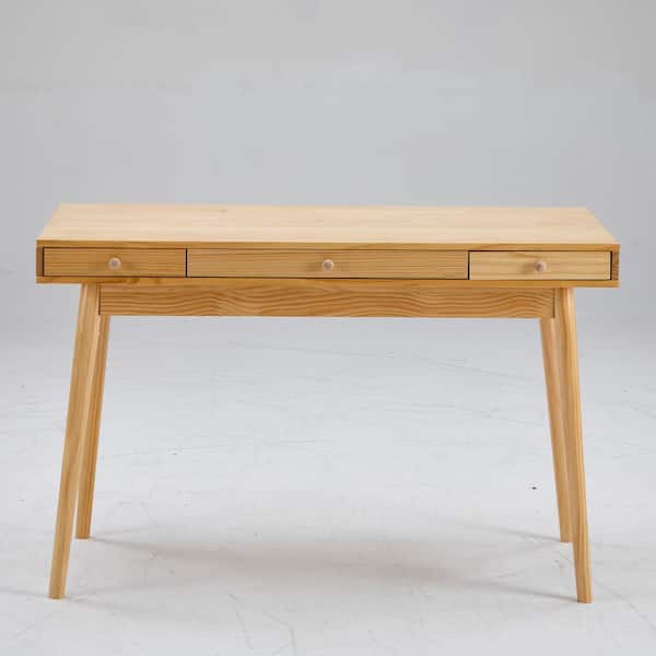 47.24 in Rectangular Beige Solid Wood 3-Drawer Computer Desk