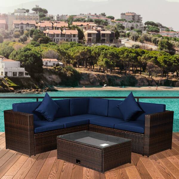4 Piece Wicker Patio Conversation Set, Make Your Own Outdoor Furniture Cushions Colombia