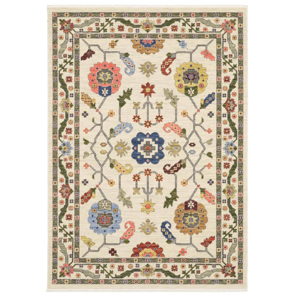 Lavista Ivory/Multi-Colored 8 ft. x 11 ft. Persian Oriental Wool/Nylon Blend Indoor Area Rug price history on PriceWatchPro