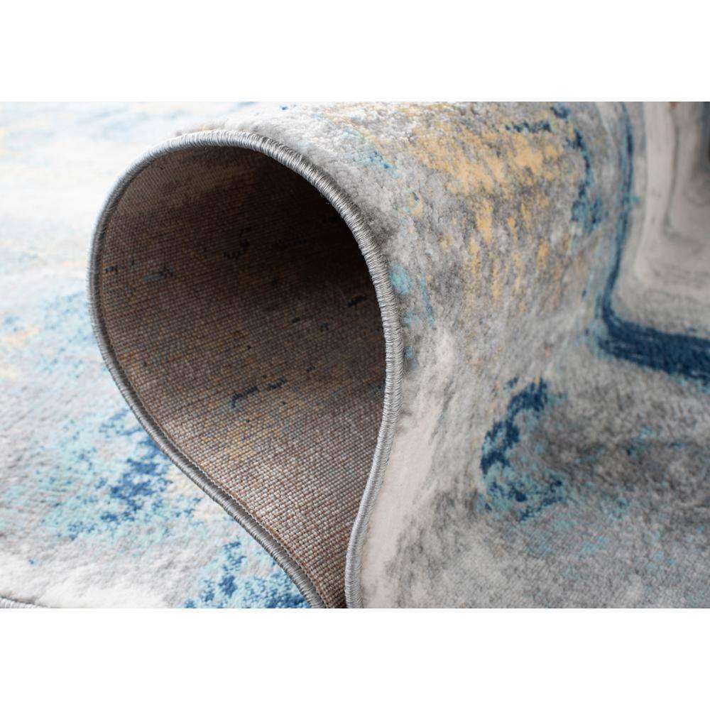 Celestial Charm Hand-Knotted Abstract Blue Synthetic 79" Rug