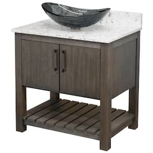 Ocean Breeze 31 in. W x 22 in. D x 31 in. H Bath Vanity in Cafe with Cafe Mocha Quartz Top and Sink