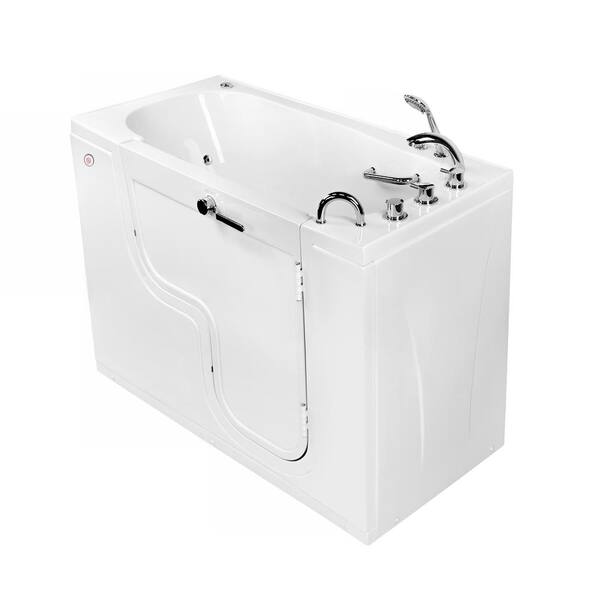 Ella Wheelchair Transfer 60 in. Acrylic Walk-In Whirlpool Bathtub in White with Faucet Set, Heated Seat, RHS 2 in. Dual Drain