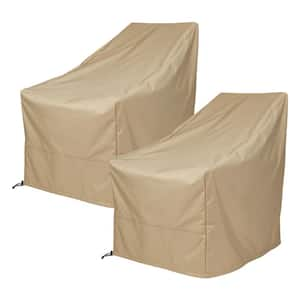 Set of 2 34.5 in. H Rectangular Khaki Polyester Adirondack chair Cover, waterproof and UV resistant, durable patio cover