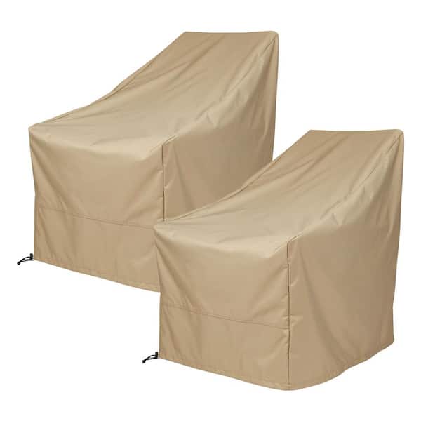 Shine Company Set of 2 34.5 in. H Rectangular Khaki Polyester Adirondack chair Cover, waterproof and UV resistant, durable patio cover