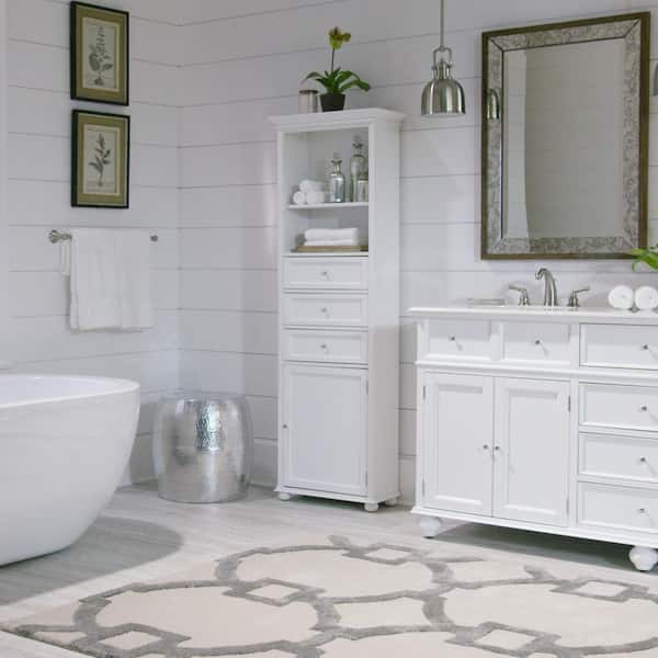 Hampton Harbor 22 in. W x 10 in. D x 68 in. H White Freestanding Linen Cabinet